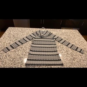 COWL NECK SWEATER Small Grey Pattern Side Slit